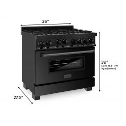 ZLINE Kitchen And Bath ZLINE 36 In. Professional 4.6 Cu. Ft. Gas On Gas Range In Black Stainless Steel (RGB-36) Shop By Brand
