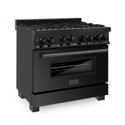 ZLINE Kitchen And Bath ZLINE 36 In. Professional 4.6 Cu. Ft. Gas On Gas Range In Black Stainless Steel (RGB-36) Shop By Brand