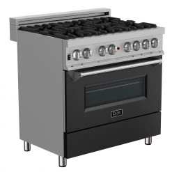 ZLINE Kitchen And Bath ZLINE 36 In. Professional Dual Fuel Range In DuraSnow Stainless Steel With Color Door Finishes (RAS-SN-36)