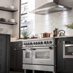ZLINE Kitchen And Bath Shop By Brand ZLINE 48 In. DuraSnow® Stainless Steel 6.0 Cu.ft. 7 Gas Burner/Electric Oven Range With Color Door Options (RAS-SN-48)