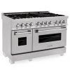 ZLINE Kitchen And Bath Shop By Brand ZLINE 48 In. DuraSnow® Stainless Steel 6.0 Cu.ft. 7 Gas Burner/Electric Oven Range With Color Door Options (RAS-SN-48)