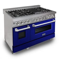 ZLINE Kitchen And Bath Shop By Brand ZLINE 48 In. DuraSnow® Stainless Steel 6.0 Cu.ft. 7 Gas Burner/Electric Oven Range With Color Door Options (RAS-SN-48)