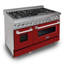 ZLINE Kitchen And Bath Shop By Brand ZLINE 48 In. DuraSnow® Stainless Steel 6.0 Cu.ft. 7 Gas Burner/Electric Oven Range With Color Door Options (RAS-SN-48)