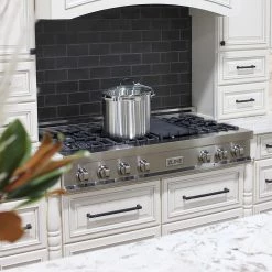 ZLINE Kitchen And Bath Shop By Brand ZLINE 48 In. Porcelain Gas Stovetop With 7 Gas Burners And Griddle (RT48) Available With Brass Burners
