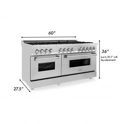 ZLINE Kitchen And Bath ZLINE 60 In. 7.4 Cu. Ft. Dual Fuel Range With Gas Stove And Electric Oven In Stainless Steel With Color Options (RA60) Shop By Style