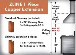 ZLINE Kitchen And Bath ZLINE 61 In. Extended Chimney And Crown (8667C-E) Range Hood Accessories
