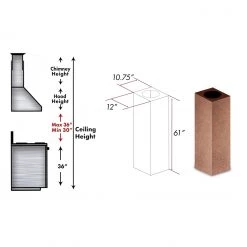 ZLINE Kitchen And Bath Range Hood Accessories ZLINE 61 In. Hand Hammered Copper Finished Chimney Extension For Ceilings Up To 12.5 Ft. (8GL2Hi-E)