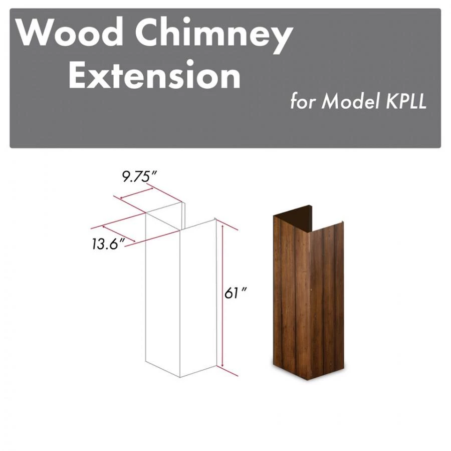 ZLINE Kitchen And Bath ZLINE 61 In.Wooden Chimney Extension For Ceilings Up To 12 Ft. (KPLL-E) 1 ZLINE Kitchen And Bath ZLINE 61 In.Wooden Chimney Extension For Ceilings Up To 12 Ft. (KPLL-E)