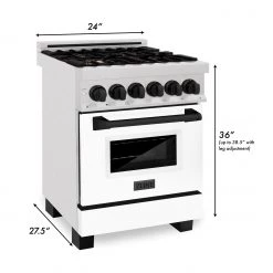 ZLINE Kitchen And Bath Freestanding Ranges ZLINE Autograph Edition 24 In. 2.8 Cu. Ft. Dual Fuel Range With Gas Stove And Electric Oven In DuraSnow Stainless Steel With White Matte Door (RASZ-WM-24)