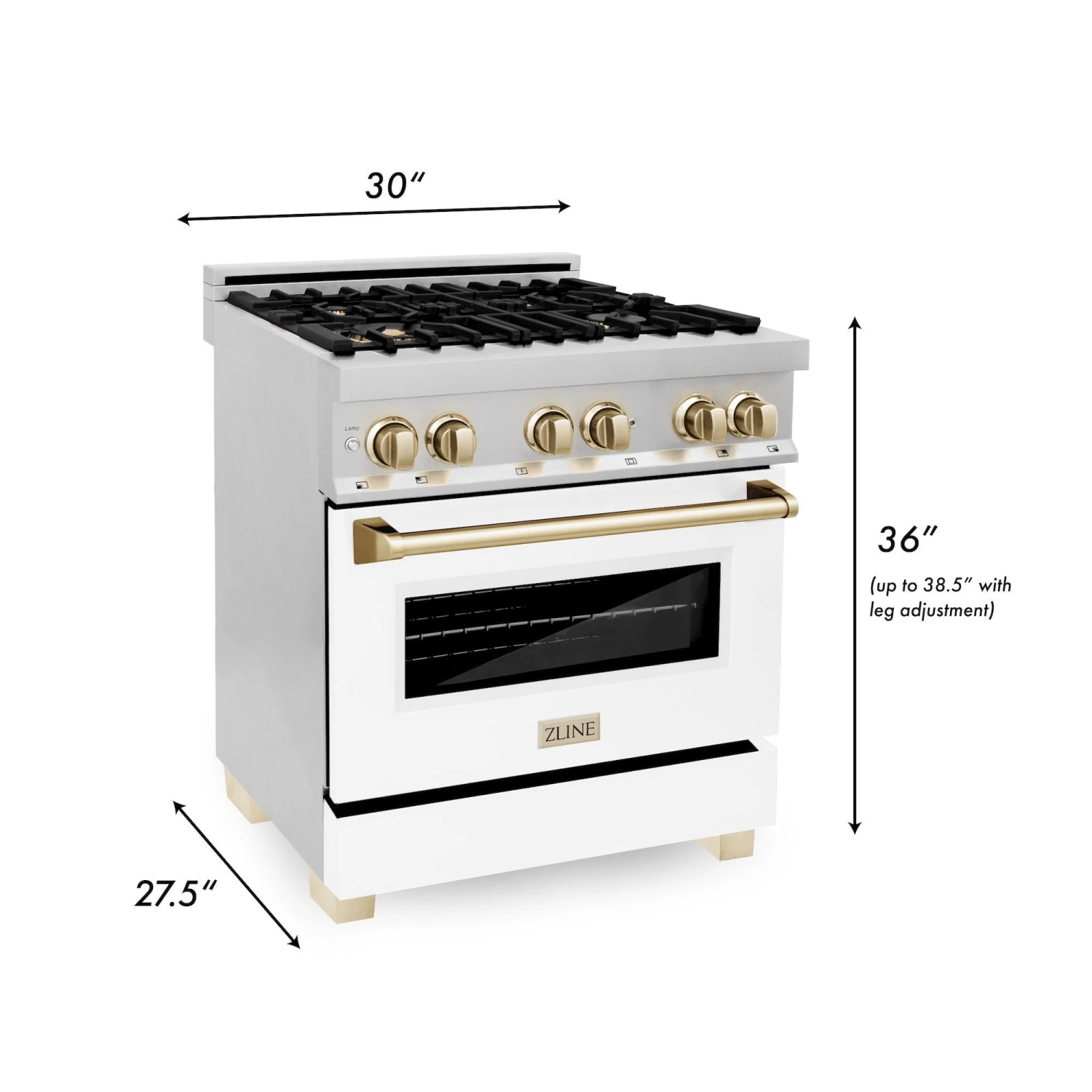 ZLINE Kitchen And Bath ZLINE Autograph Edition 30 In. 4.0 Cu. Ft. Dual Fuel Range With Gas Stove And Electric Oven In Stainless Steel With White Matte Door And Accents (RAZ-WM-30) 13 ZLINE Kitchen And Bath ZLINE Autograph Edition 30 In. 4.0 Cu. Ft. Dual Fuel Range With Gas Stove And Electric Oven In Stainless Steel With White Matte Door And Accents (RAZ-WM-30)