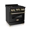 ZLINE Kitchen And Bath ZLINE Autograph Edition 30 In. 4.0 Cu. Ft. Range With Gas Stove And Gas Oven In Black Stainless Steel With Accents (RGBZ-30) Shop By Brand