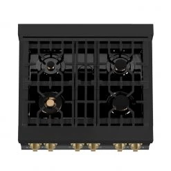 ZLINE Kitchen And Bath ZLINE Autograph Edition 30 In. 4.0 Cu. Ft. Range With Gas Stove And Gas Oven In Black Stainless Steel With Accents (RGBZ-30) Shop By Brand
