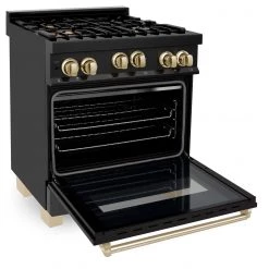ZLINE Kitchen And Bath ZLINE Autograph Edition 30 In. 4.0 Cu. Ft. Range With Gas Stove And Gas Oven In Black Stainless Steel With Accents (RGBZ-30) Shop By Brand