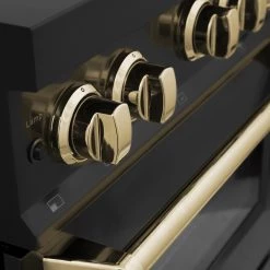 ZLINE Kitchen And Bath ZLINE Autograph Edition 30 In. 4.0 Cu. Ft. Range With Gas Stove And Gas Oven In Black Stainless Steel With Accents (RGBZ-30) Shop By Brand