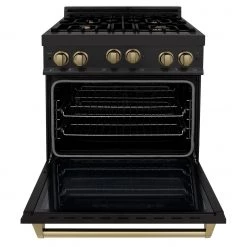 ZLINE Kitchen And Bath ZLINE Autograph Edition 30 In. 4.0 Cu. Ft. Range With Gas Stove And Gas Oven In Black Stainless Steel With Accents (RGBZ-30) Shop By Brand