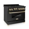 ZLINE Kitchen And Bath Shop By Brand ZLINE Autograph Edition 36 In. 4.6 Cu. Ft. Range With Gas Stove And Gas Oven In Black Stainless Steel With Accents (RGBZ-36)