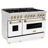 ZLINE Kitchen And Bath ZLINE Autograph Edition 48 In. 6.0 Cu. Ft. Dual Fuel Range With Gas Stove And Electric Oven In Stainless Steel With White Matte Door And Accents (RAZ-WM-48)