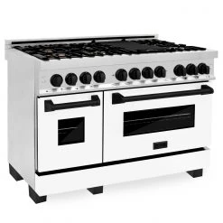 ZLINE Kitchen And Bath ZLINE Autograph Edition 48 In. 6.0 Cu. Ft. Dual Fuel Range With Gas Stove And Electric Oven In Stainless Steel With White Matte Door And Accents (RAZ-WM-48)