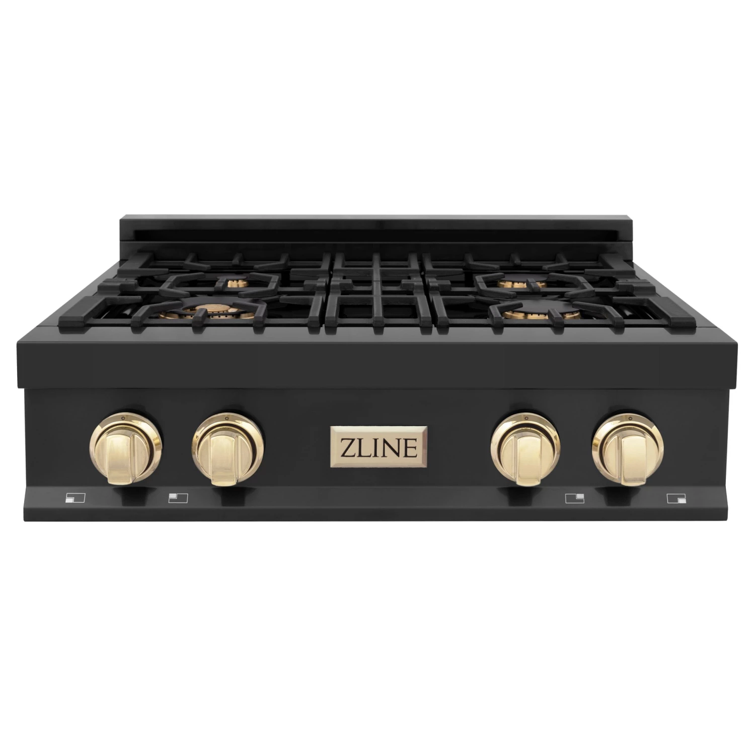 ZLINE Kitchen And Bath ZLINE Autograph Edition 30 In. Porcelain Rangetop With 4 Gas Burners In Black Stainless Steel And Accents (RTBZ-30) 2 ZLINE Kitchen And Bath ZLINE Autograph Edition 30 In. Porcelain Rangetop With 4 Gas Burners In Black Stainless Steel And Accents (RTBZ-30)