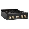 ZLINE Kitchen And Bath ZLINE Autograph Edition 30 In. Porcelain Rangetop With 4 Gas Burners In Black Stainless Steel And Accents (RTBZ-30)