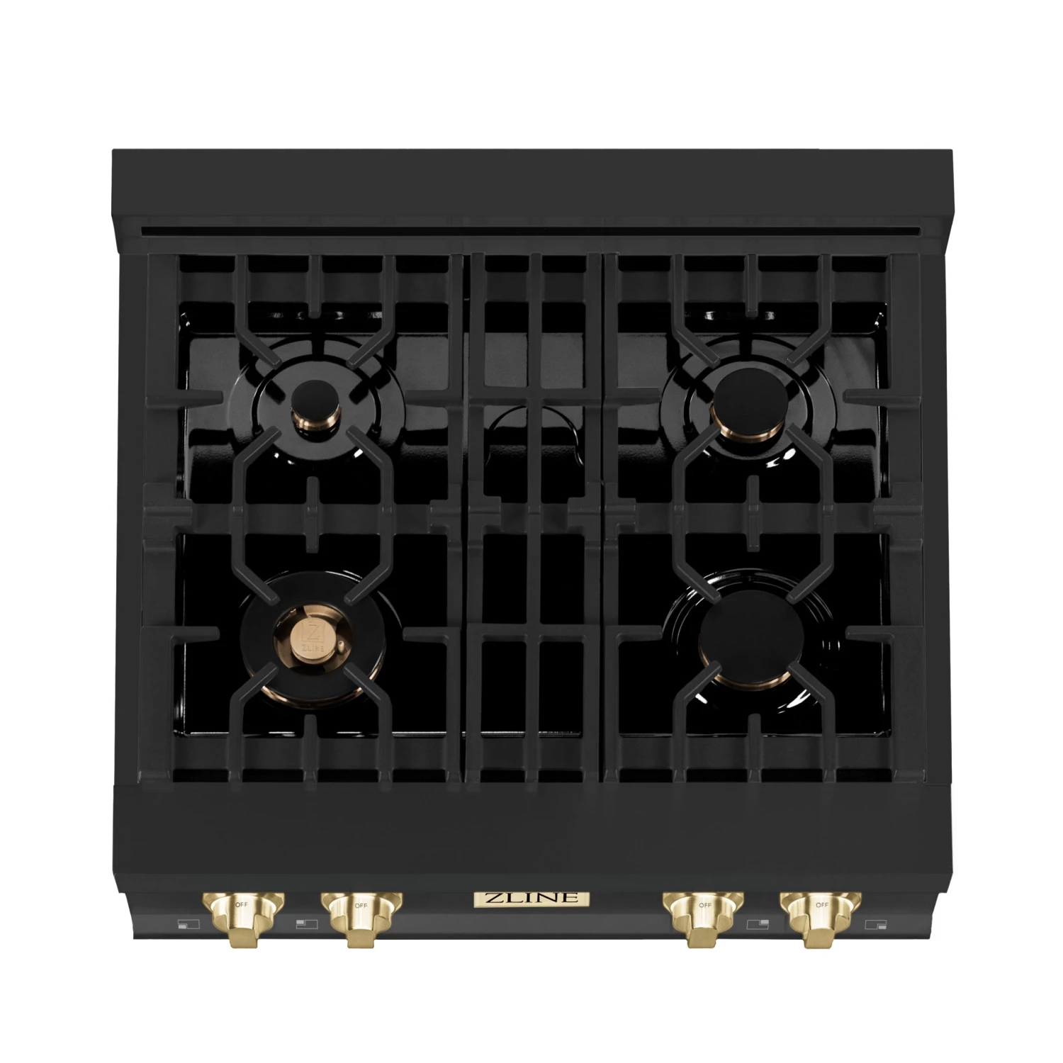 ZLINE Kitchen And Bath ZLINE Autograph Edition 30 In. Porcelain Rangetop With 4 Gas Burners In Black Stainless Steel And Accents (RTBZ-30) 4 ZLINE Kitchen And Bath ZLINE Autograph Edition 30 In. Porcelain Rangetop With 4 Gas Burners In Black Stainless Steel And Accents (RTBZ-30)