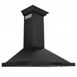 ZLINE Kitchen And Bath ZLINE Convertible Vent Wall Mount Range Hood In Black Stainless Steel With Crown Molding (BSKBNCRN)