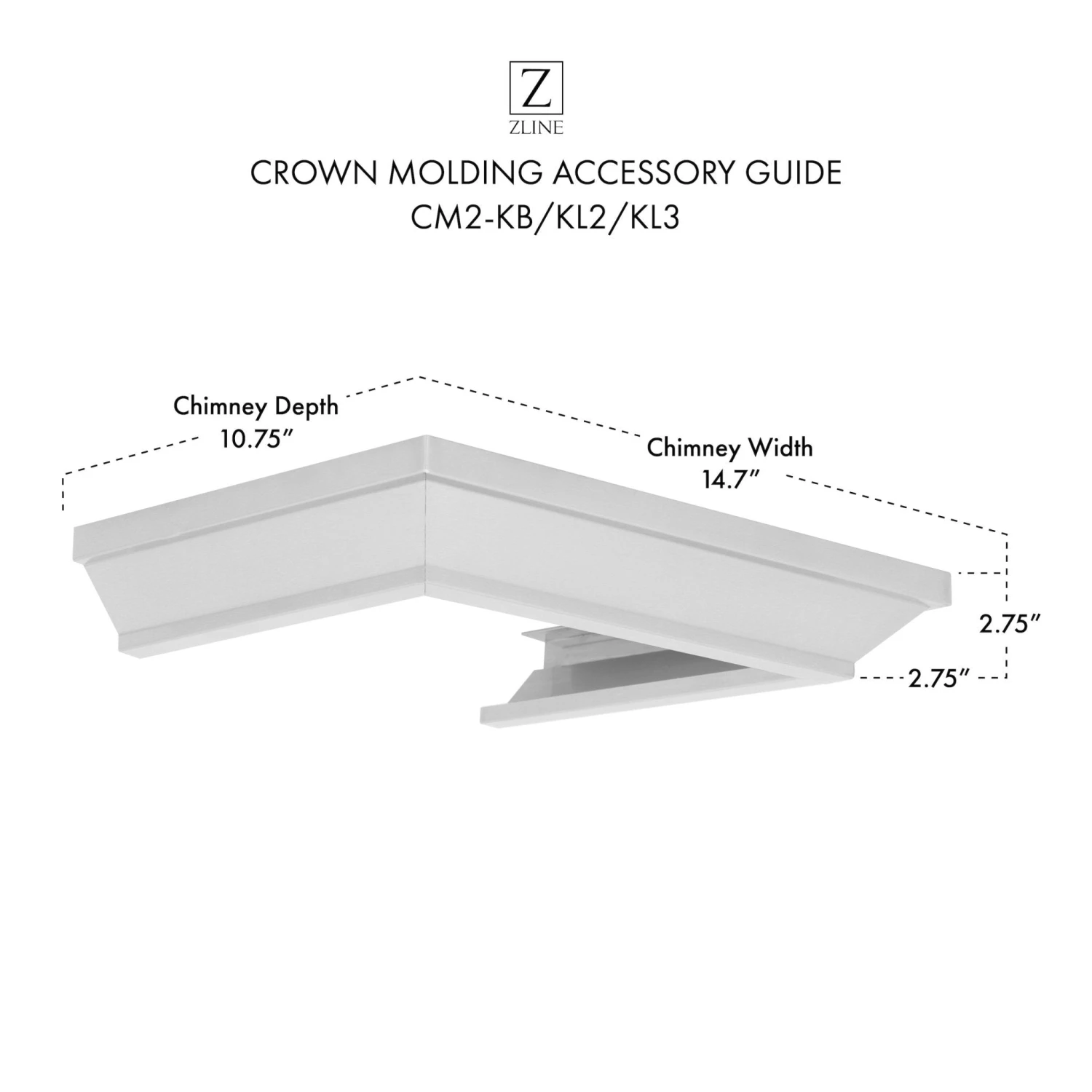ZLINE Kitchen And Bath Range Hood Accessories ZLINE Crown Molding 2 For Wall Range Hoods (CM2-KB/KL2/KL3) 7 ZLINE Kitchen And Bath Range Hood Accessories ZLINE Crown Molding 2 For Wall Range Hoods (CM2-KB/KL2/KL3)