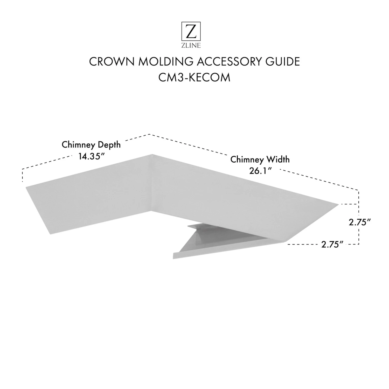 ZLINE Kitchen And Bath ZLINE Crown Molding 3 For Wall Range Hood (CM3-KECOM) 7 ZLINE Kitchen And Bath ZLINE Crown Molding 3 For Wall Range Hood (CM3-KECOM)