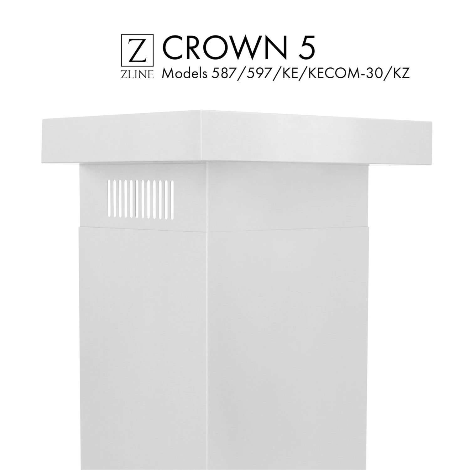 ZLINE Kitchen And Bath ZLINE Crown Molding #5 For Wall Range Hood (CM5-587/597/KE/KECOM-30/KZ) 1 ZLINE Kitchen And Bath ZLINE Crown Molding #5 For Wall Range Hood (CM5-587/597/KE/KECOM-30/KZ)
