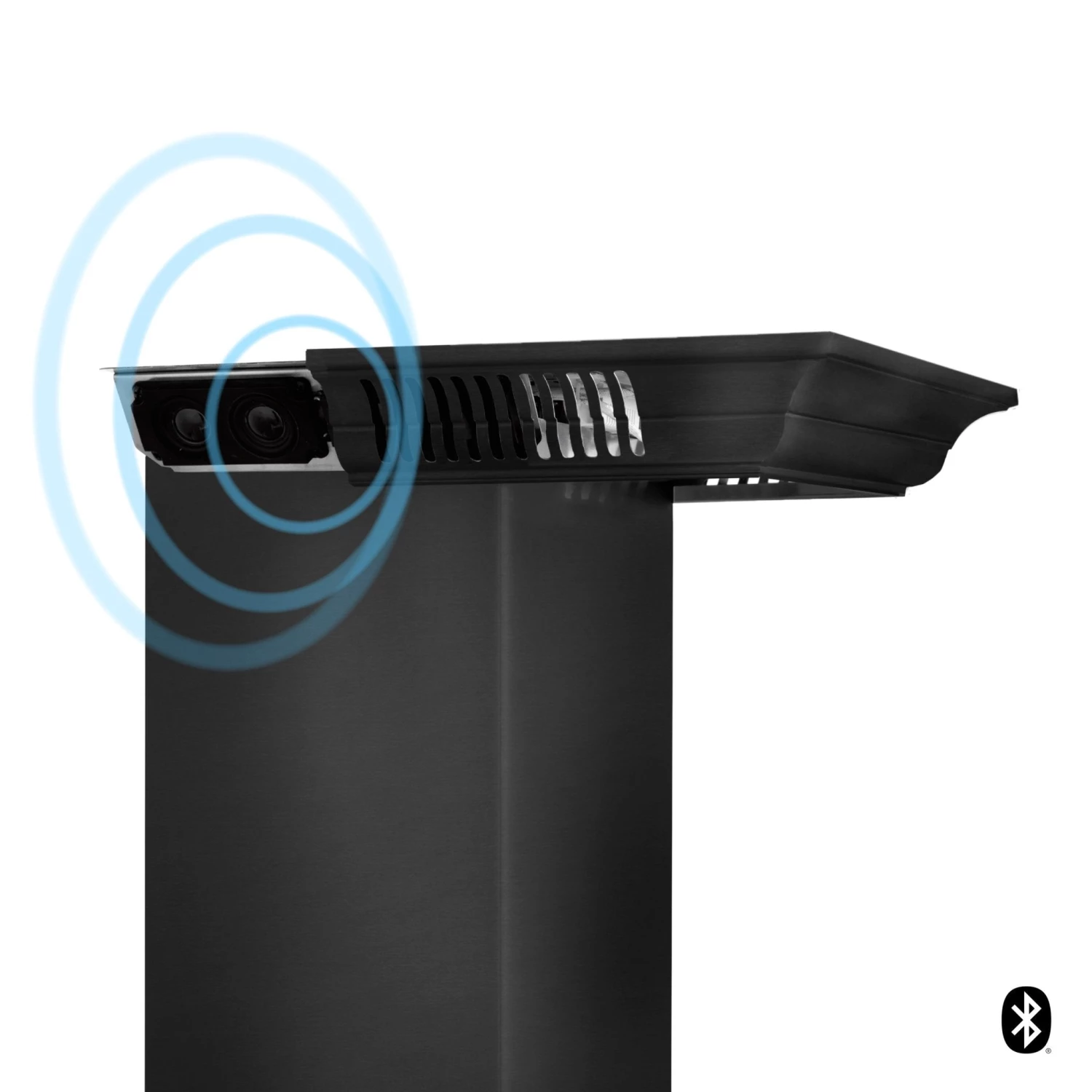 ZLINE Kitchen And Bath Range Hood Accessories ZLINE Crown Molding In Black Stainless Steel With Built-in Bluetooth Speakers (CM6-BT-BSKBN) 1 ZLINE Kitchen And Bath Range Hood Accessories ZLINE Crown Molding In Black Stainless Steel With Built-in Bluetooth Speakers (CM6-BT-BSKBN)