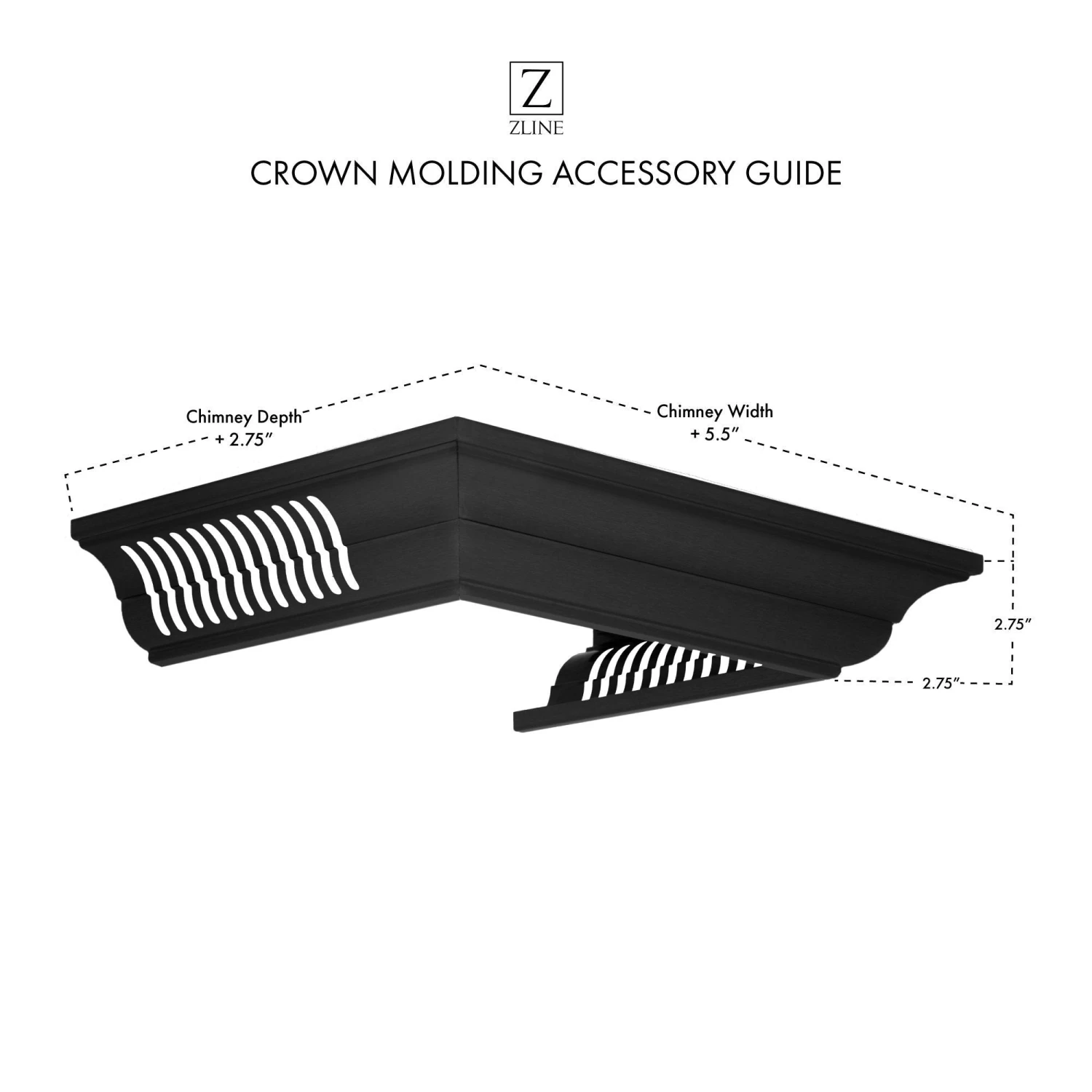 ZLINE Kitchen And Bath Range Hood Accessories ZLINE Crown Molding In Black Stainless Steel With Built-in Bluetooth Speakers (CM6-BT-BSKBN) 4 ZLINE Kitchen And Bath Range Hood Accessories ZLINE Crown Molding In Black Stainless Steel With Built-in Bluetooth Speakers (CM6-BT-BSKBN)
