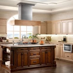 ZLINE Kitchen And Bath ZLINE Designer Series Wooden Island Mount Range Hood In Butcher Block (681iM) Shop By Brand