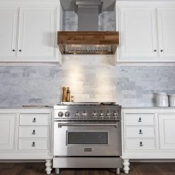 ZLINE Kitchen And Bath ZLINE Remote Blower Ducted Designer Series Wooden Wall Mount Range Hood In Butcher Block (681W-RD)