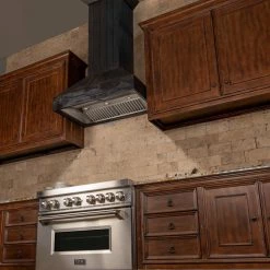 ZLINE Kitchen And Bath ZLINE Shiplap Wooden Wall Mount Range Hood In Rustic Dark Finish (349DD)