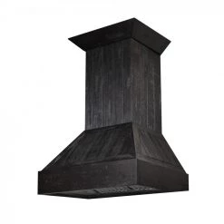 ZLINE Kitchen And Bath ZLINE Shiplap Wooden Wall Mount Range Hood In Rustic Dark Finish (349DD)