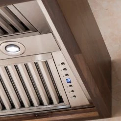 ZLINE Kitchen And Bath ZLINE Convertible Designer Series Wooden Wall Mount Range Hood In Butcher Block (681W) Shop By Brand