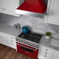 ZLINE Kitchen And Bath ZLINE Ducted DuraSnow Stainless Steel Range Hood With Red Gloss Shell (8654RG)