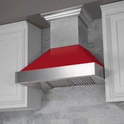 ZLINE Kitchen And Bath ZLINE Ducted DuraSnow Stainless Steel Range Hood With Red Gloss Shell (8654RG)