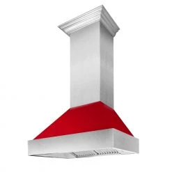 ZLINE Kitchen And Bath ZLINE Ducted DuraSnow Stainless Steel Range Hood With Red Gloss Shell (8654RG)
