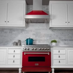 ZLINE Kitchen And Bath ZLINE Ducted DuraSnow Stainless Steel Range Hood With Red Gloss Shell (8654RG)