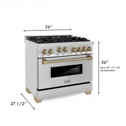 ZLINE Kitchen And Bath ZLINE Autograph Edition 36 In. 4.6 Cu. Ft. Range With Gas Stove And Gas Oven In DuraSnow Stainless Steel With Accents (RGSZ-SN-36)