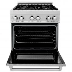 ZLINE Kitchen And Bath ZLINE 30 In. 4.0 Cu. Ft. Dual Fuel Range With Gas Stove And Electric Oven In All DuraSnow Stainless Steel With Color Door Options (RAS-SN-30) Shop By Brand 44 ZLINE Kitchen And Bath ZLINE 30 In. 4.0 Cu. Ft. Dual Fuel Range With Gas Stove And Electric Oven In All DuraSnow Stainless Steel With Color Door Options (RAS-SN-30) Shop By Brand