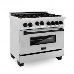 ZLINE Kitchen And Bath ZLINE Autograph Edition 36 In. 4.6 Cu. Ft. Range With Gas Stove And Gas Oven In DuraSnow Stainless Steel With Accents (RGSZ-SN-36)