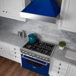 ZLINE Kitchen And Bath Shop By Brand ZLINE Ducted DuraSnow Stainless Steel Range Hood With Blue Gloss Shell (8654BG)