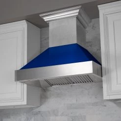 ZLINE Kitchen And Bath Shop By Brand ZLINE Ducted DuraSnow Stainless Steel Range Hood With Blue Gloss Shell (8654BG)