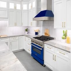 ZLINE Kitchen And Bath Shop By Brand ZLINE Ducted DuraSnow Stainless Steel Range Hood With Blue Gloss Shell (8654BG)
