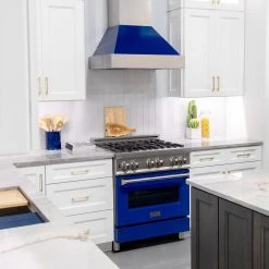 ZLINE Kitchen And Bath Shop By Brand ZLINE Ducted DuraSnow Stainless Steel Range Hood With Blue Gloss Shell (8654BG)