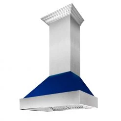 ZLINE Kitchen And Bath Shop By Brand ZLINE Ducted DuraSnow Stainless Steel Range Hood With Blue Gloss Shell (8654BG)