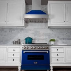 ZLINE Kitchen And Bath Shop By Brand ZLINE Ducted DuraSnow Stainless Steel Range Hood With Blue Gloss Shell (8654BG)