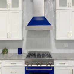 ZLINE Kitchen And Bath Shop By Brand ZLINE Ducted DuraSnow Stainless Steel Range Hood With Blue Gloss Shell (8654BG)